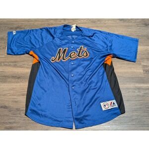 Vintage Majestic New York Mets Carlos Beltran 15 Jersey Mens XL Blue MLB Flaws